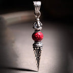 Fortune Jewel Cinnabar Sanskrit Dorje Vajra Pattern Blessing Necklace Pendant