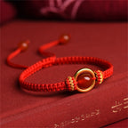 Fortune Jewel Red Agate Bead Peace Buckle Calm Rope Bracelet