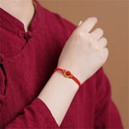 Fortune Jewel Red Agate Bead Peace Buckle Calm Rope Bracelet