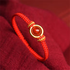 Fortune Jewel Red Agate Bead Peace Buckle Calm Rope Bracelet