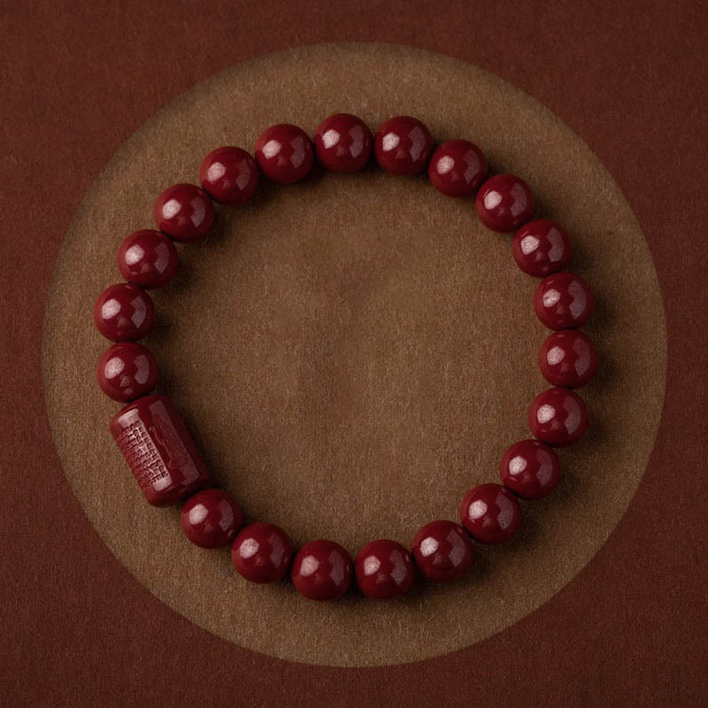 Fortune Jewel Natural Cinnabar Heart Sutra Blessing Bracelet