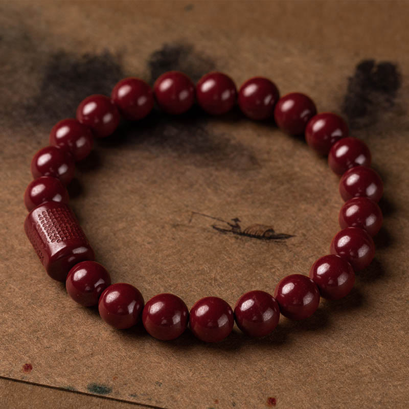 Fortune Jewel Natural Cinnabar Heart Sutra Blessing Bracelet