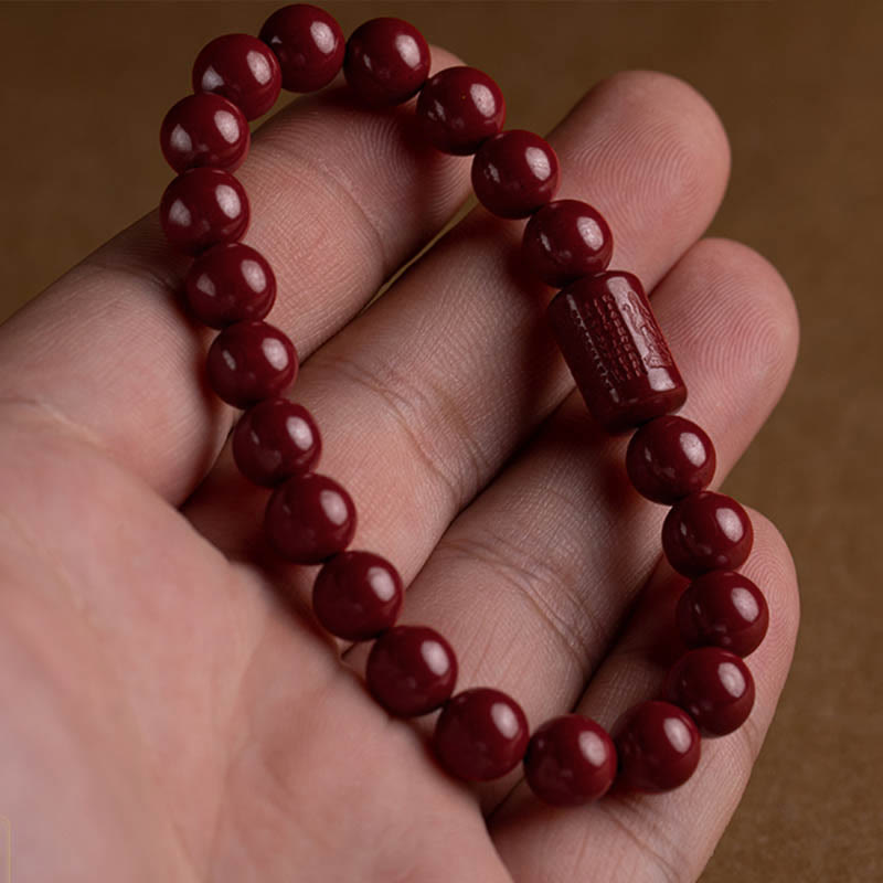 Fortune Jewel Natural Cinnabar Heart Sutra Blessing Bracelet