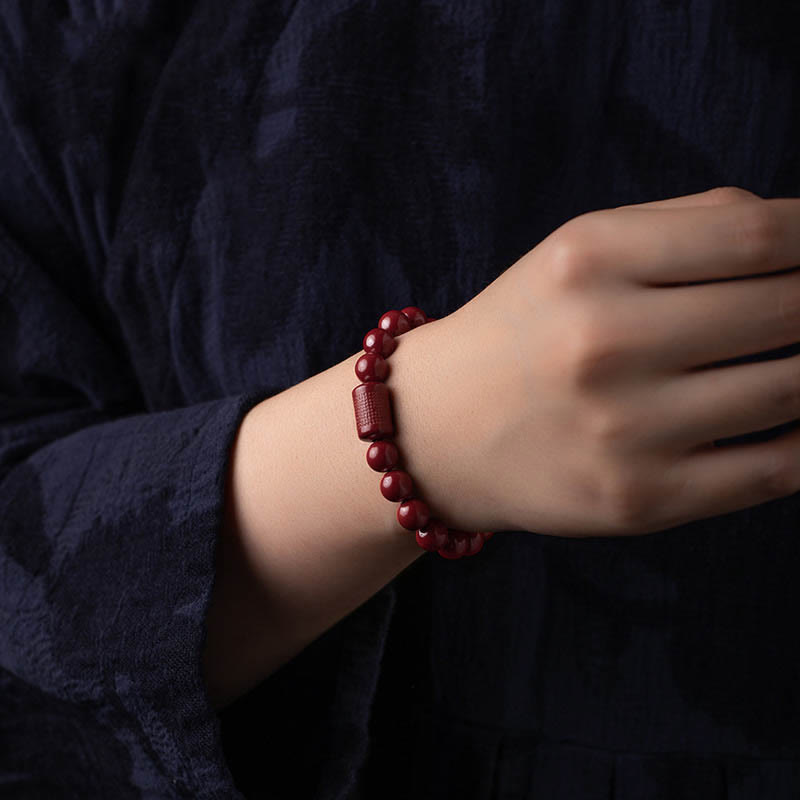 Fortune Jewel Natural Cinnabar Heart Sutra Blessing Bracelet