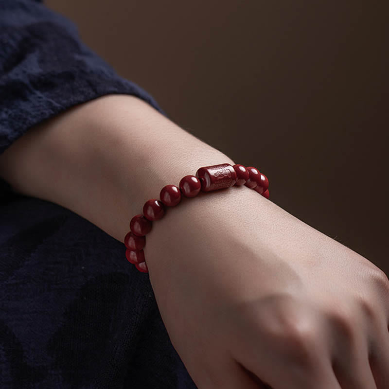 Fortune Jewel Natural Cinnabar Heart Sutra Blessing Bracelet