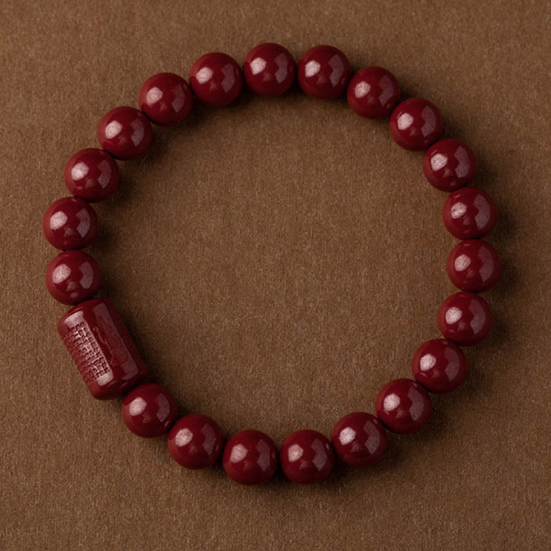 Fortune Jewel Natural Cinnabar Heart Sutra Blessing Bracelet