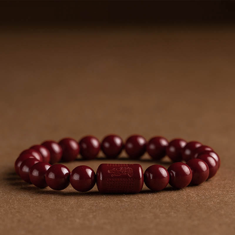 Fortune Jewel Natural Cinnabar Heart Sutra Blessing Bracelet