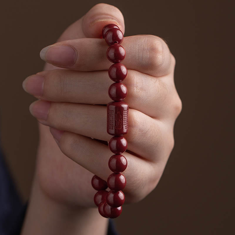 Fortune Jewel Natural Cinnabar Heart Sutra Blessing Bracelet