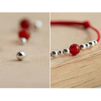 Fortune Jewel Handmade 925 Sterling Silver Fu Character Red Agate Fortune Braided Ultra-Thin Rope Bracelet