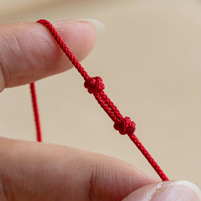 Fortune Jewel Handmade 925 Sterling Silver Fu Character Red Agate Fortune Braided Ultra-Thin Rope Bracelet