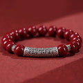 Fortune Jewel Cinnabar 999 Sterling Silver Six True Words Blessing Bracelet