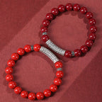 Fortune Jewel Cinnabar 999 Sterling Silver Six True Words Blessing Bracelet