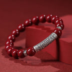 Fortune Jewel Cinnabar 999 Sterling Silver Six True Words Blessing Bracelet