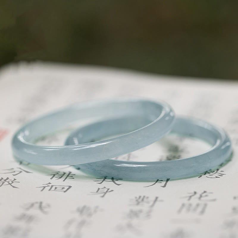Fortune Jewel Natural Aquamarine Serenity Bangle Bracelet