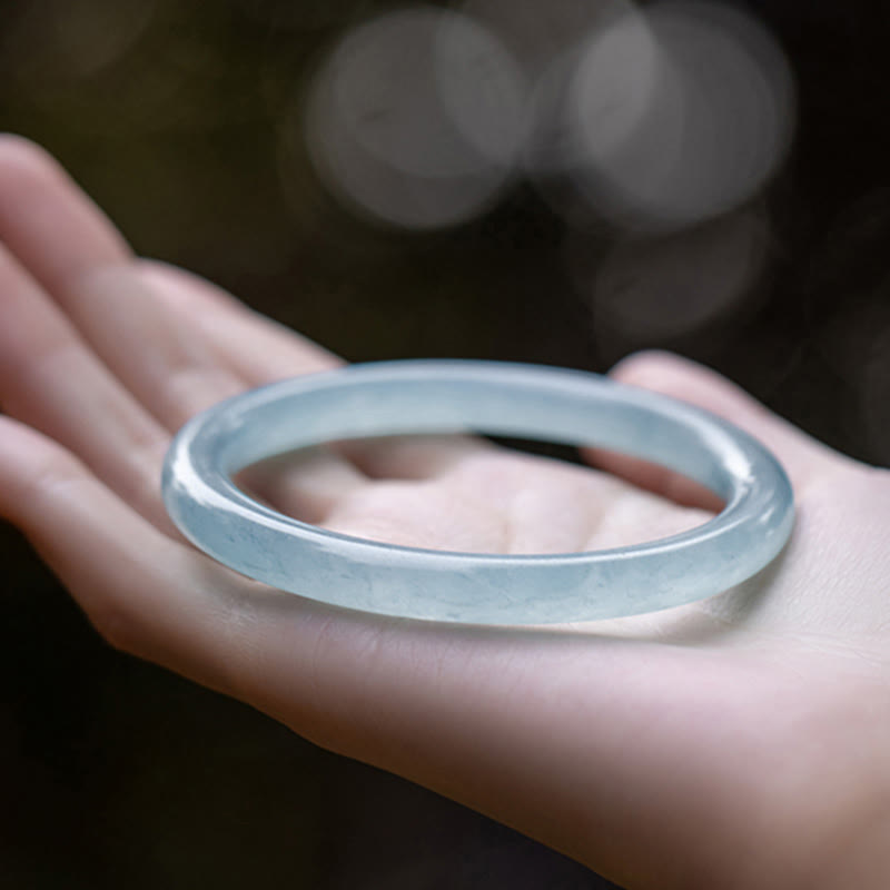 Fortune Jewel Natural Aquamarine Serenity Bangle Bracelet