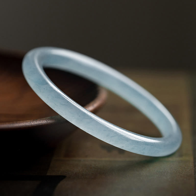 Fortune Jewel Natural Aquamarine Serenity Bangle Bracelet