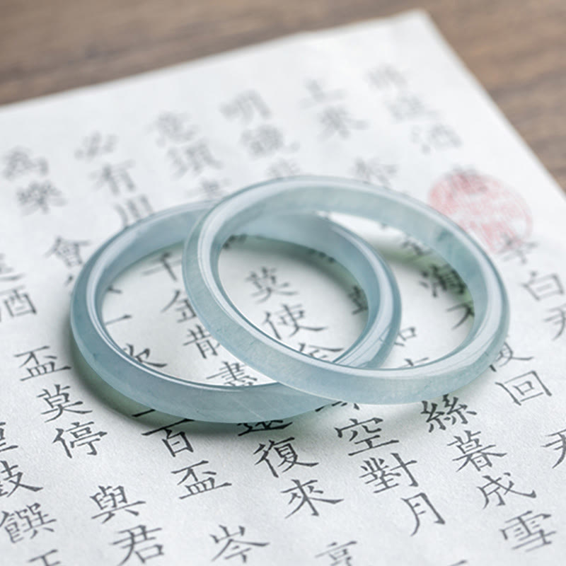 Fortune Jewel Natural Aquamarine Serenity Bangle Bracelet