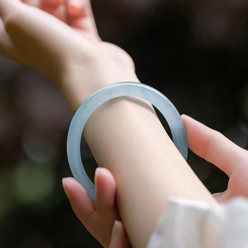 Fortune Jewel Natural Aquamarine Serenity Bangle Bracelet