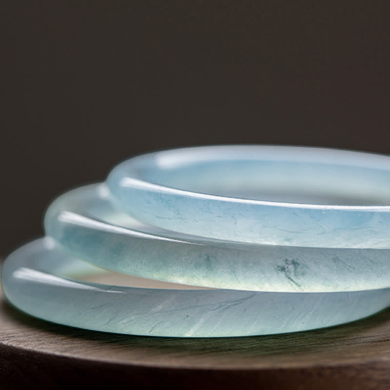Fortune Jewel Natural Aquamarine Serenity Bangle Bracelet