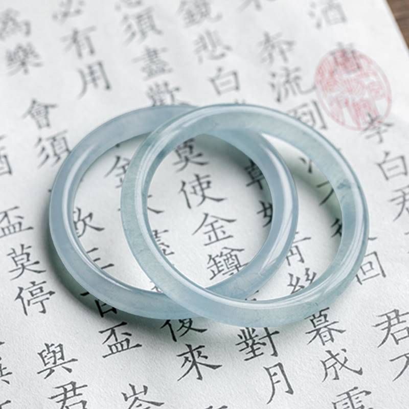 Fortune Jewel Natural Aquamarine Serenity Bangle Bracelet