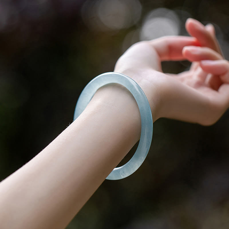 Fortune Jewel Natural Aquamarine Serenity Bangle Bracelet