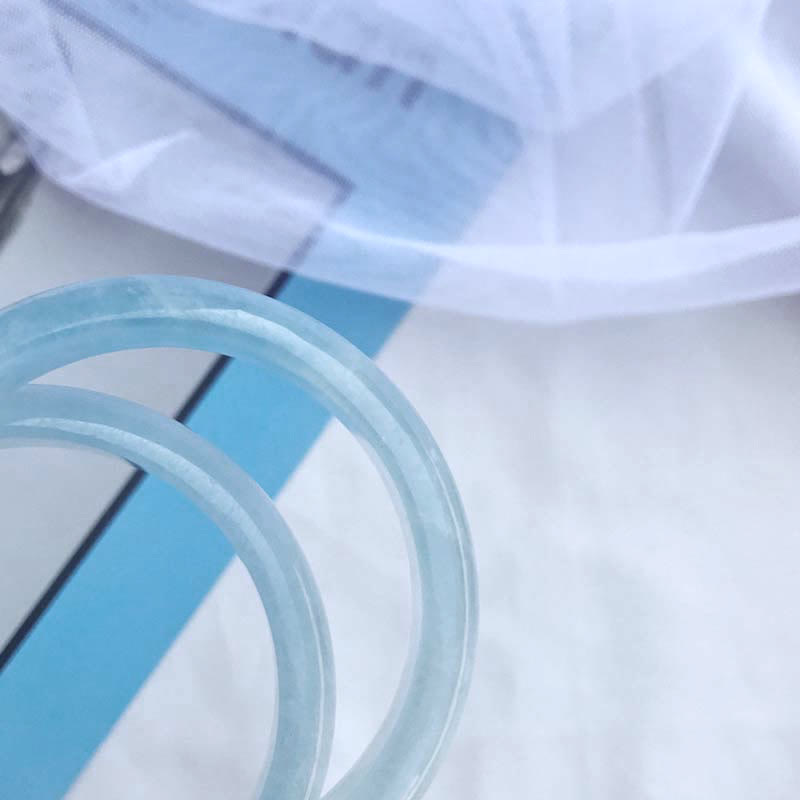 Fortune Jewel Natural Aquamarine Blessing Bangle Bracelet