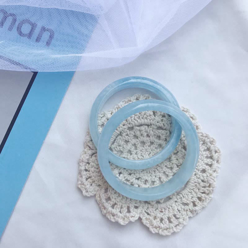 Fortune Jewel Natural Aquamarine Blessing Bangle Bracelet