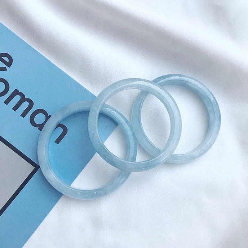 Fortune Jewel Natural Aquamarine Blessing Bangle Bracelet