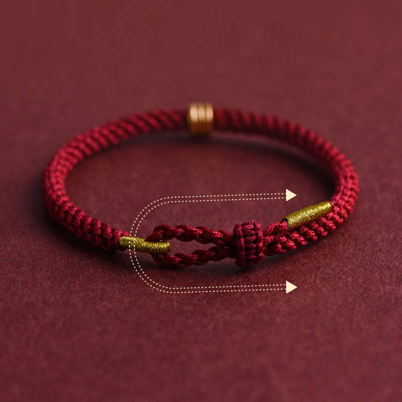Fortune Jewel 999 Gold Triple Ring Design Handmade Connection Braided Rope Bracelet