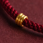 Fortune Jewel 999 Gold Triple Ring Design Handmade Connection Braided Rope Bracelet