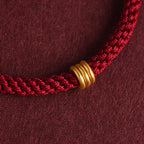Fortune Jewel 999 Gold Triple Ring Design Handmade Connection Braided Rope Bracelet