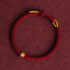 Fortune Jewel 999 Gold Triple Ring Design Handmade Connection Braided Rope Bracelet