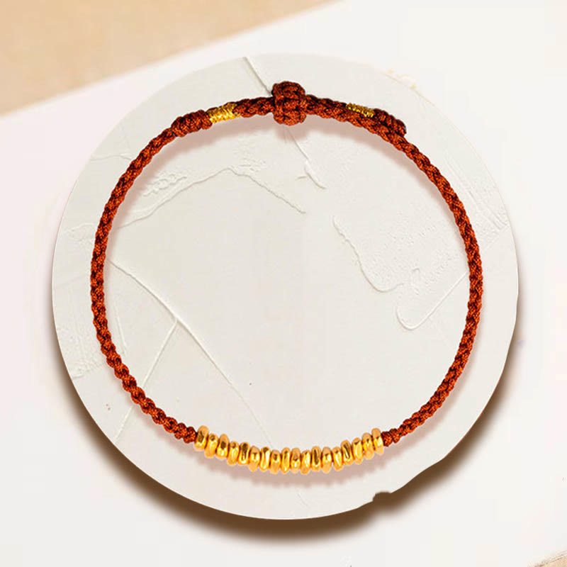 Fortune Jewel 999 Gold Small Gold Pieces Design Handmade Protection Braided Rope Bracelet