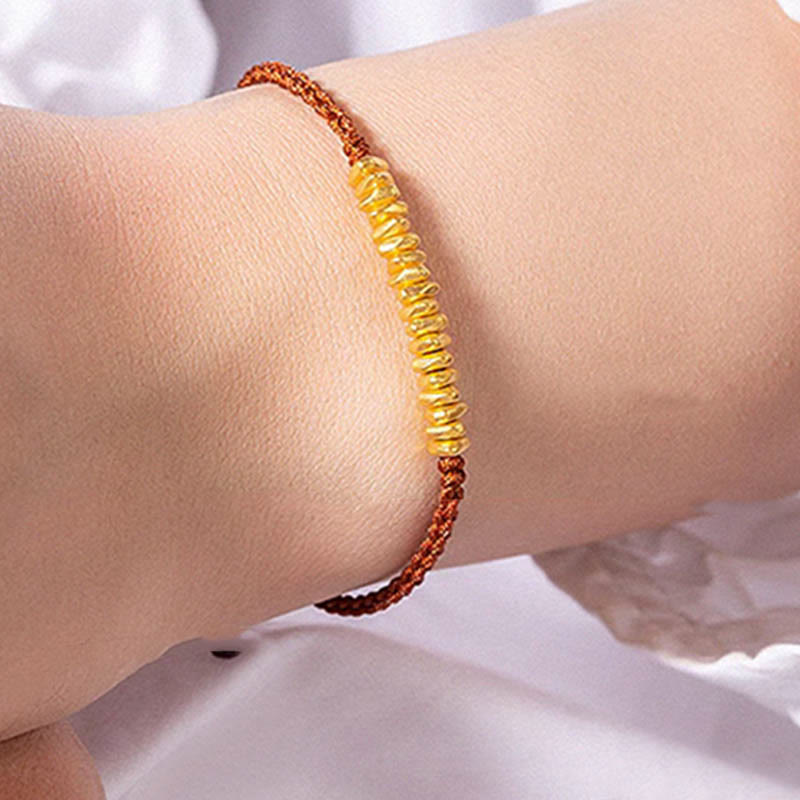 Fortune Jewel 999 Gold Small Gold Pieces Design Handmade Protection Braided Rope Bracelet