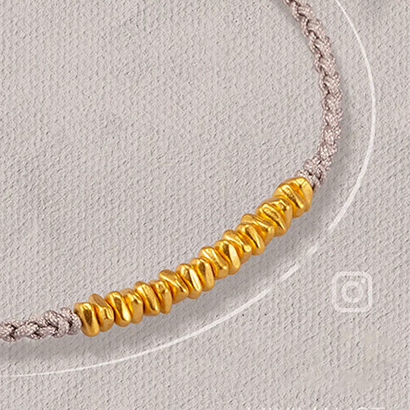 Fortune Jewel 999 Gold Small Gold Pieces Design Handmade Protection Braided Rope Bracelet
