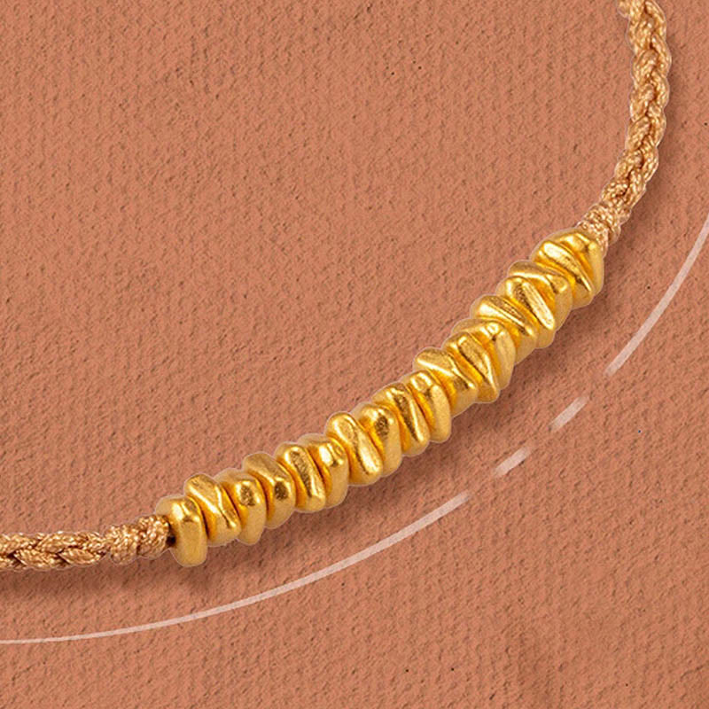 Fortune Jewel 999 Gold Small Gold Pieces Design Handmade Protection Braided Rope Bracelet