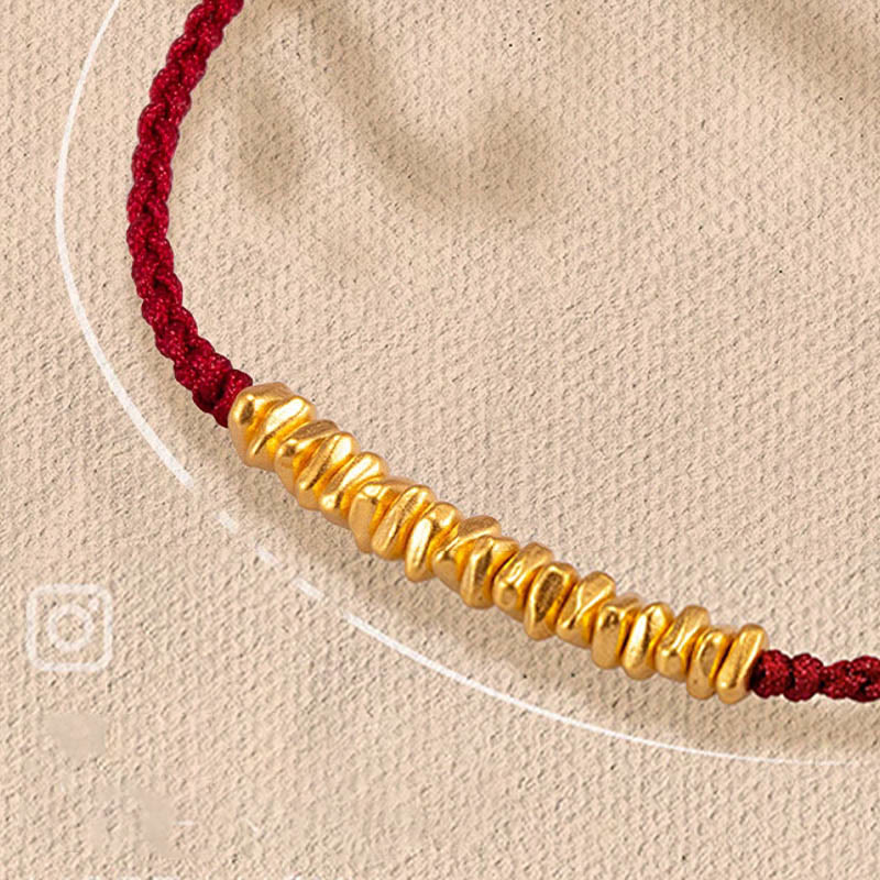 Fortune Jewel 999 Gold Small Gold Pieces Design Handmade Protection Braided Rope Bracelet