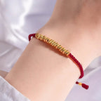 Fortune Jewel 999 Gold Small Gold Pieces Design Handmade Protection Braided Rope Bracelet