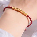 Fortune Jewel 999 Gold Small Gold Pieces Design Handmade Protection Braided Rope Bracelet