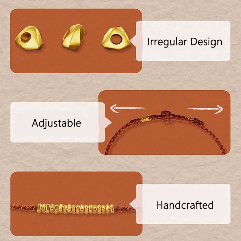 Fortune Jewel 999 Gold Small Gold Pieces Design Handmade Protection Braided Rope Bracelet