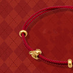 Fortune Jewel 999 Gold Small Lucky Rabbit Osmanthus Design Handmade Luck Braided Rope Bracelet