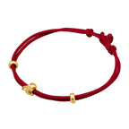 Fortune Jewel 999 Gold Small Lucky Rabbit Osmanthus Design Handmade Luck Braided Rope Bracelet
