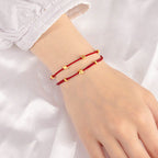 Fortune Jewel 999 Gold Small Lucky Rabbit Osmanthus Design Handmade Luck Braided Rope Bracelet