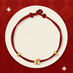 Fortune Jewel 999 Gold Small Lucky Rabbit Osmanthus Design Handmade Luck Braided Rope Bracelet