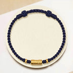 Fortune Jewel 999 Gold Good Luck Amulet Carved Design Handmade Strength Braided Rope Bracelet