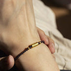 Fortune Jewel 999 Gold Good Luck Amulet Carved Design Handmade Strength Braided Rope Bracelet
