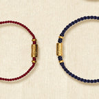 Fortune Jewel 999 Gold Good Luck Amulet Carved Design Handmade Strength Braided Rope Bracelet