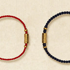 Fortune Jewel 999 Gold Good Luck Amulet Carved Design Handmade Strength Braided Rope Bracelet
