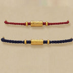 Fortune Jewel 999 Gold Good Luck Amulet Carved Design Handmade Strength Braided Rope Bracelet