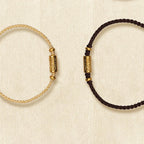 Fortune Jewel 999 Gold Good Luck Amulet Carved Design Handmade Strength Braided Rope Bracelet